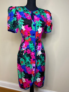 Vintage Flora King New York Silk Dress