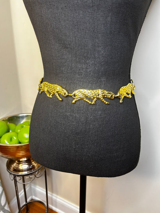Vtg Jaguar Chain Belt (6 Jaguars)