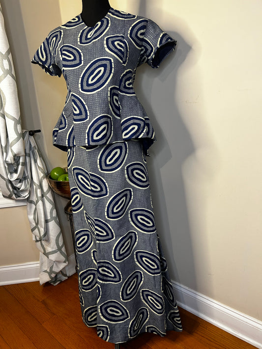 Handmade Tribal Skirt Set with Peplum Top