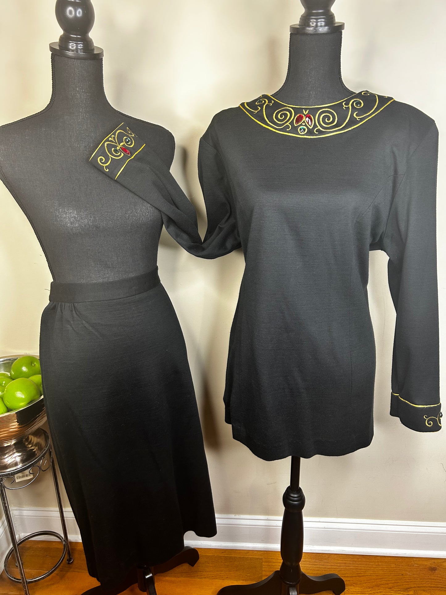 Vtg Andrea Gayle Collections Bejeweled and Embroidered Skirt Set