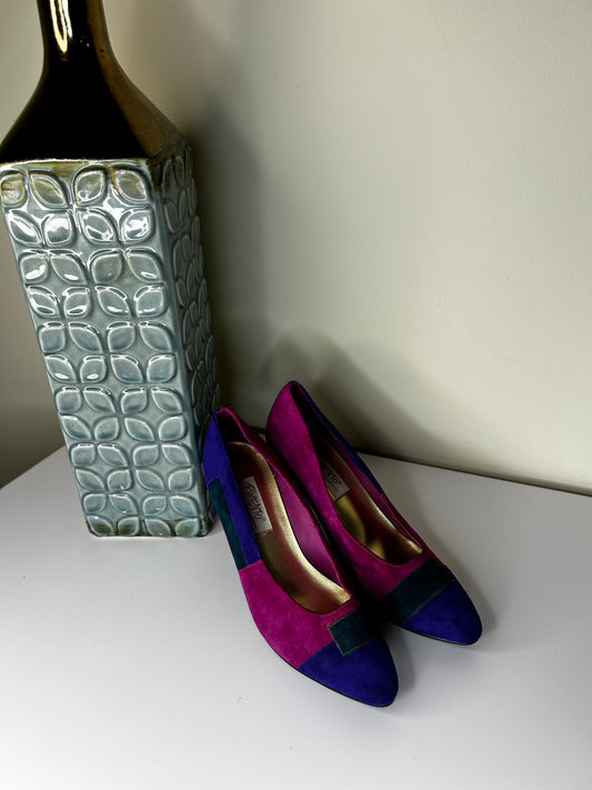 Vintage Pimento 80s Colorblock Suede Leather Shoes
