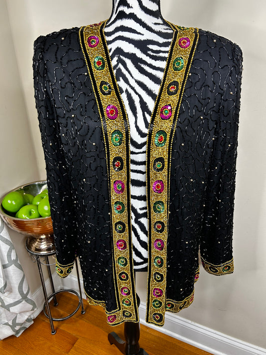 Vtg Laurence Kazar Sequin Jacket