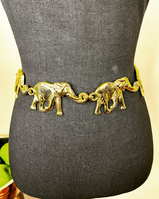 Vtg 4 Elephant Belt (Gold)