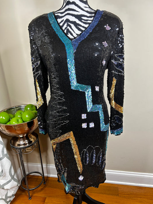 Vtg Alexa Sequin Dress