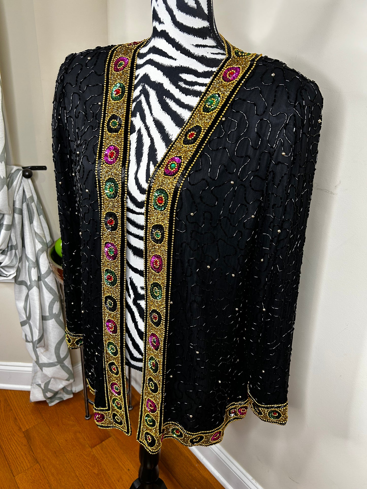 Vtg Laurence Kazar Sequin Jacket