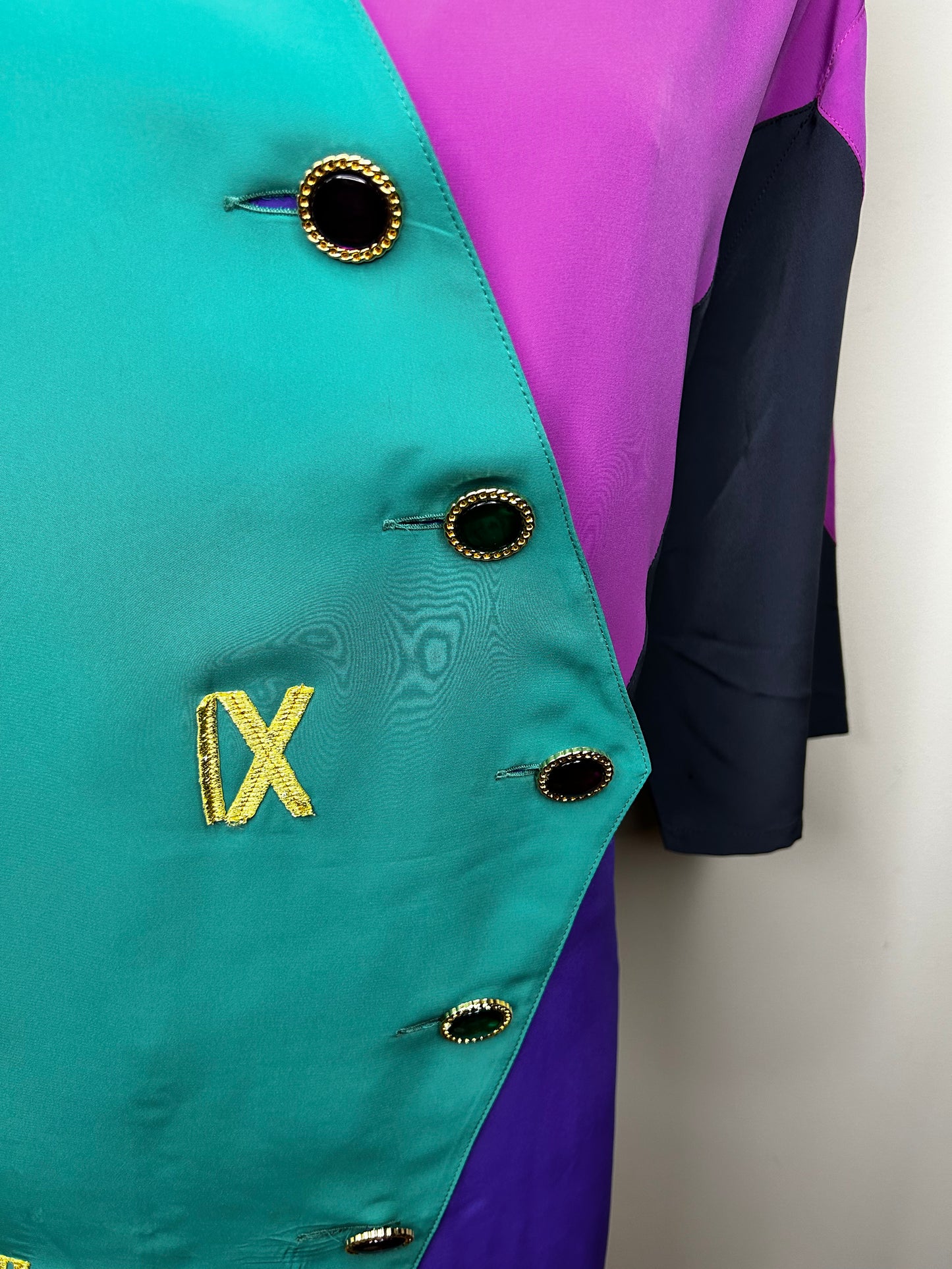 VTG Ronnetta 90s Bejeweled Colorblock Shirt with Roman Numerals