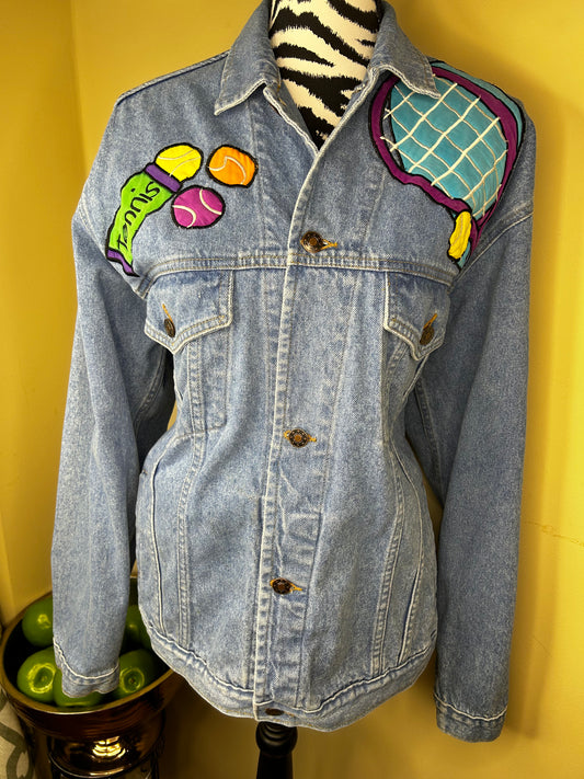 Silkscapes Denim Tennis Theme Jacket