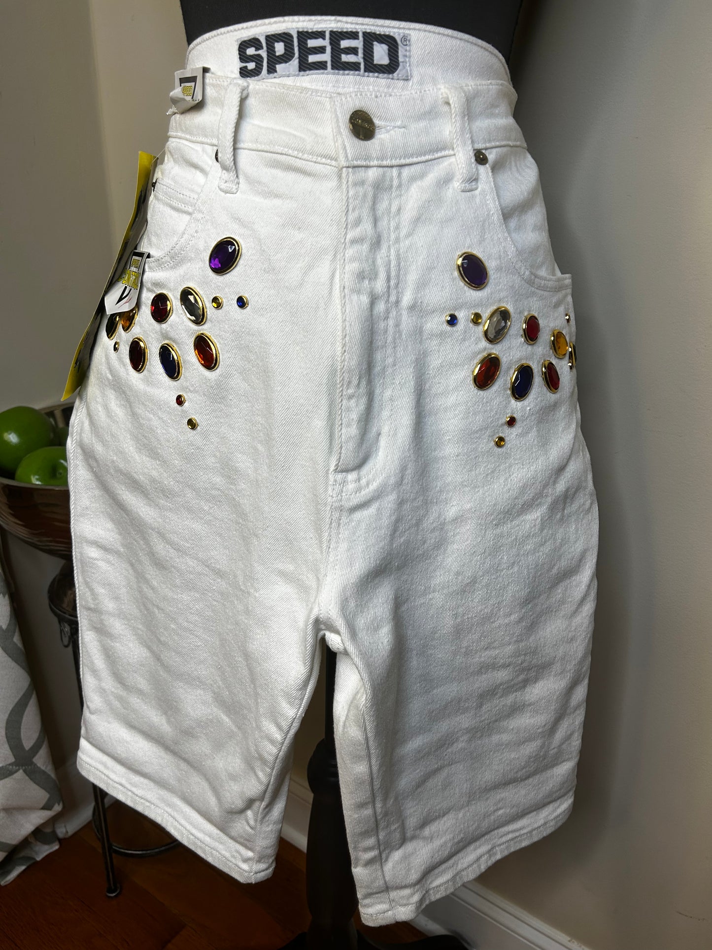 Colorful Bejeweled Denim Shorts NWT