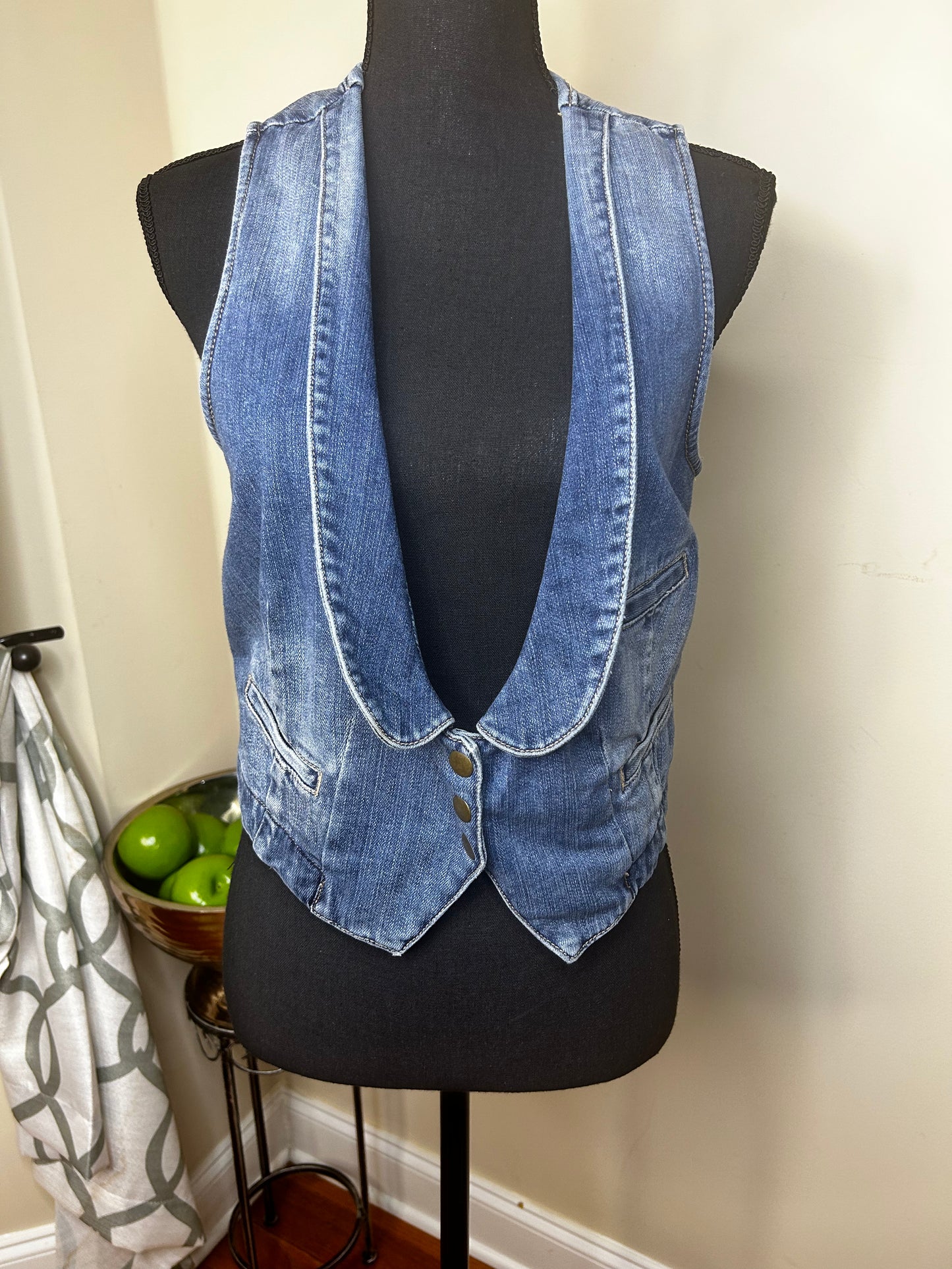 Vtg Chico's Denim Vest