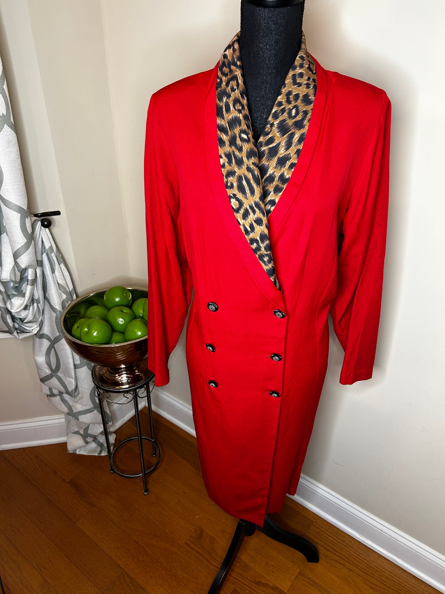 Sue Brett Leopard Trimmed Red Dress