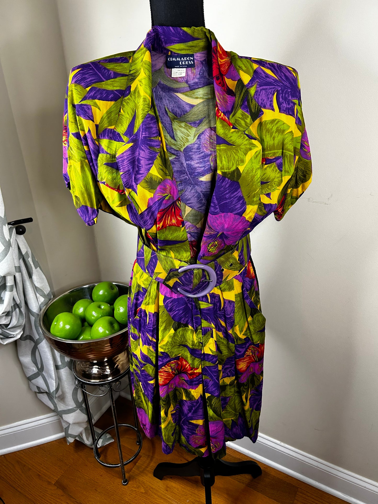 Belted Vintage Floral Romper with Pockets