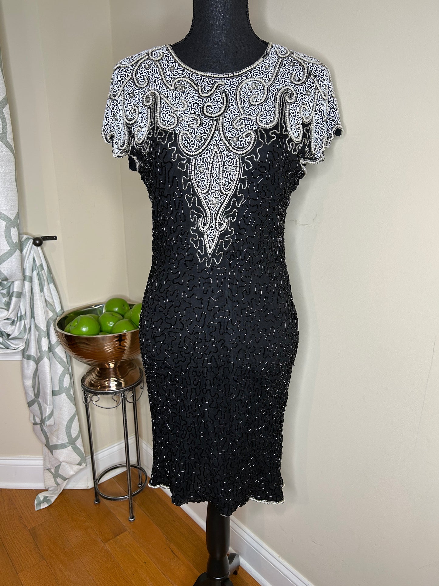 Pearl/Beaded Black and White Scala Dress