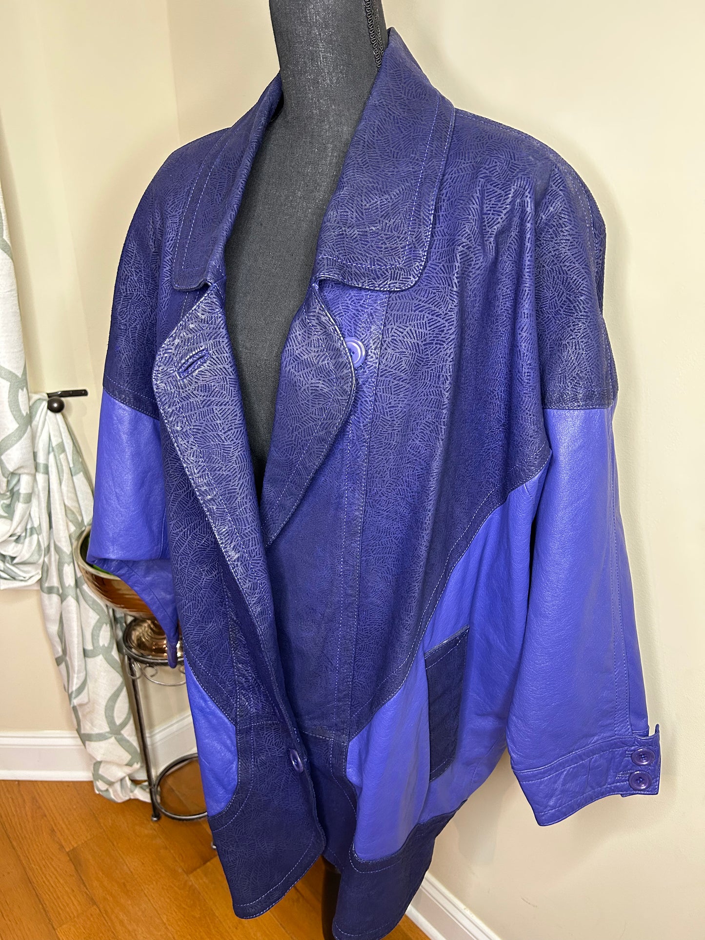 WINLIT Vintage 100% Genuine Leather Dark/Light Purple Coat
