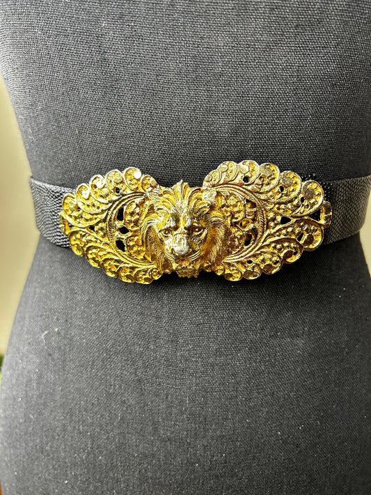 Lion Head Adjustable Buckle Belt by Gay Boyer (Stamped)