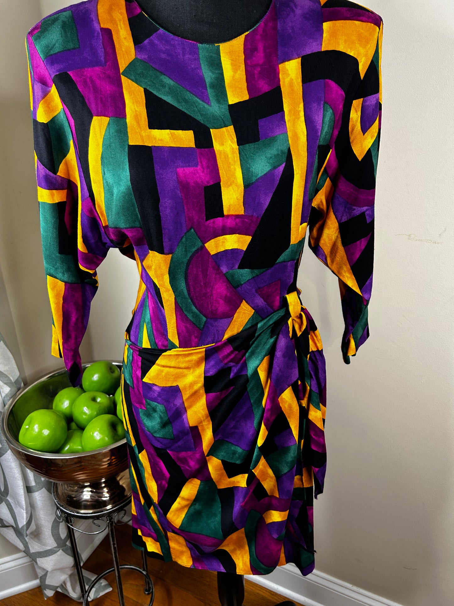 Vintage Betsy's Things  Abstract Print Wrap Dress