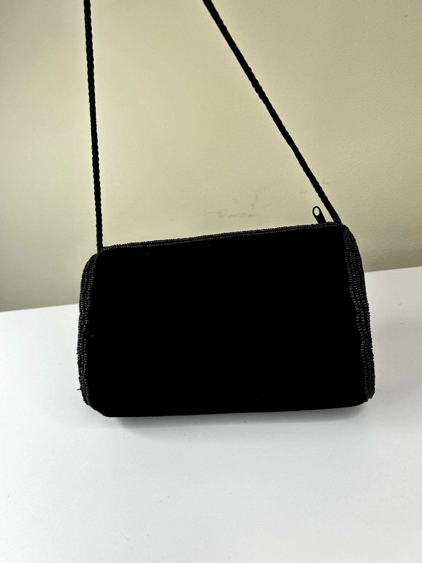 Magid 1980s Black Velvet, Beaded and Bejeweled Purse
