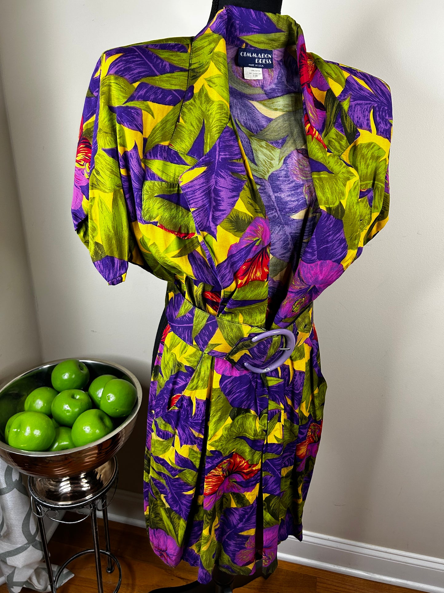 Belted Vintage Floral Romper with Pockets
