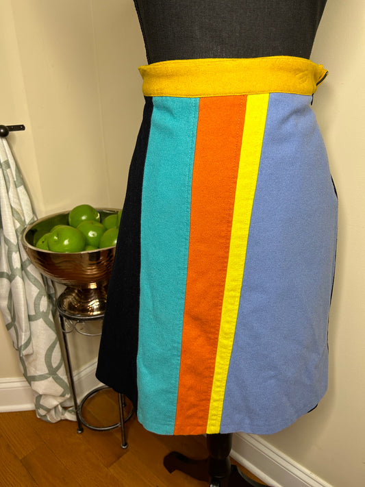 Harve' Benard Wool Colorblock Skirt