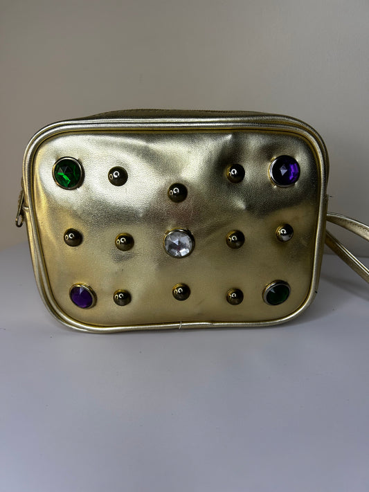 Gold Metallic Bejeweled Studded Purse