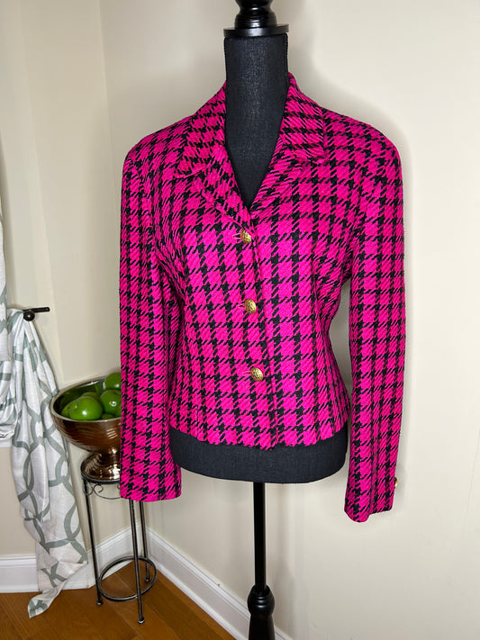 Pink Doncaster Houndstooth Blazer