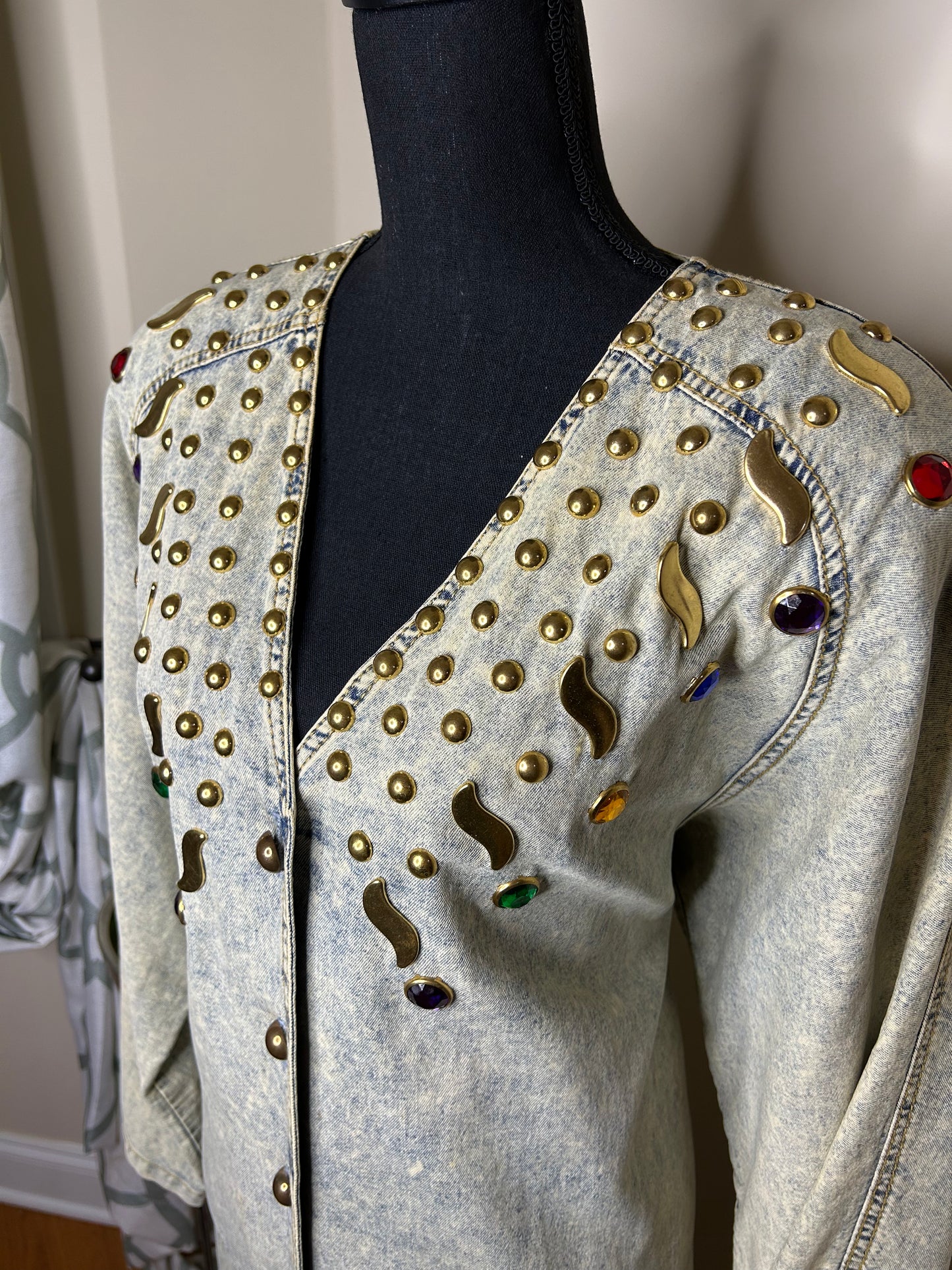 Monique Fashions Jeweled Denim Dress