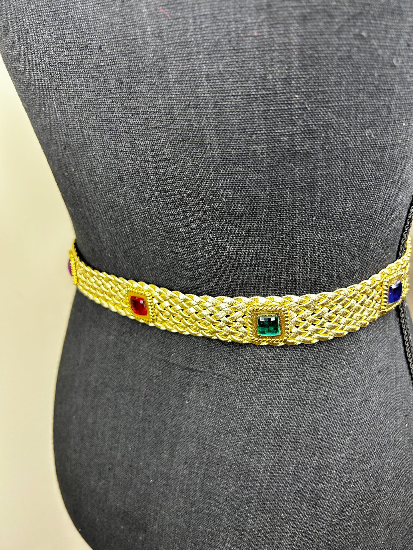Gold Woven Bejeweled Belt