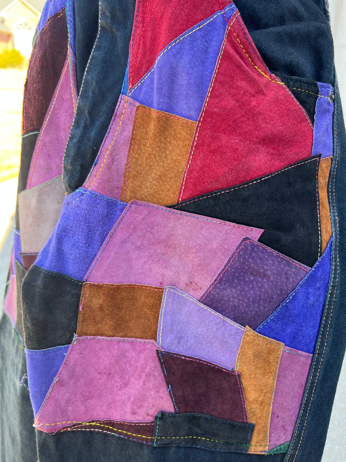 Vintage Suede Patchwork Jeans