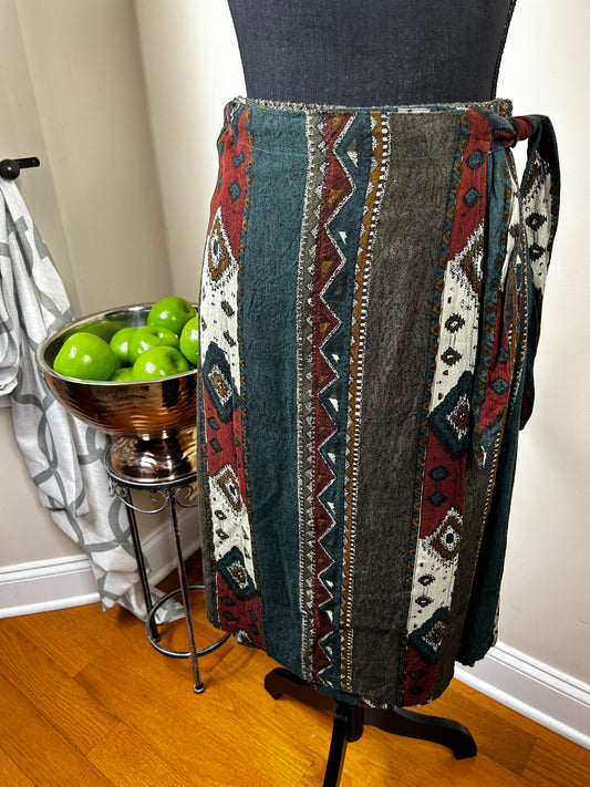 Reuve Abstract Print Wrap Skirt
