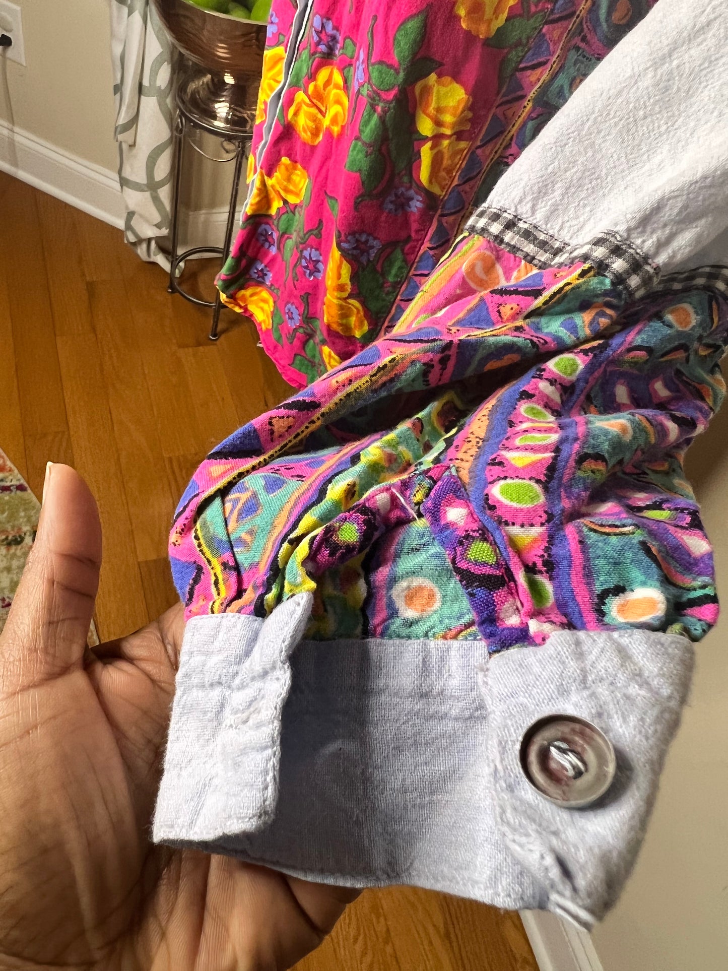 Soft Denim and Floral Print Shirt