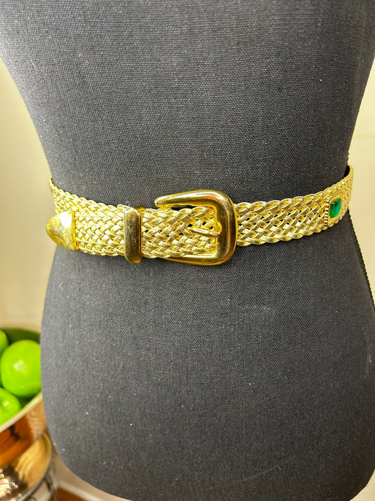 Gold Woven Bejeweled Belt