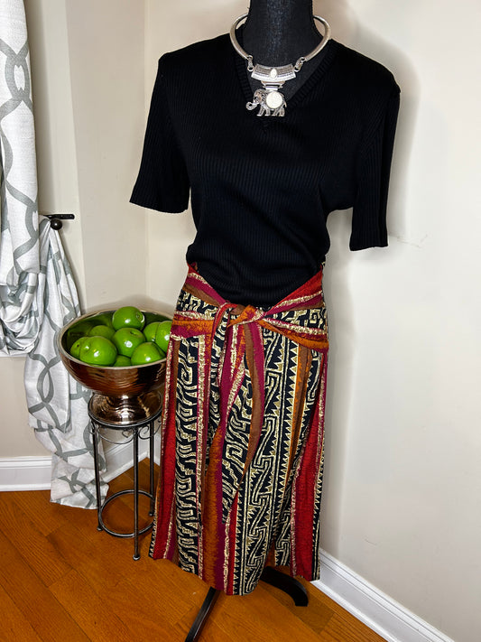 Enge' Collection Abstract Print Wrap Dress