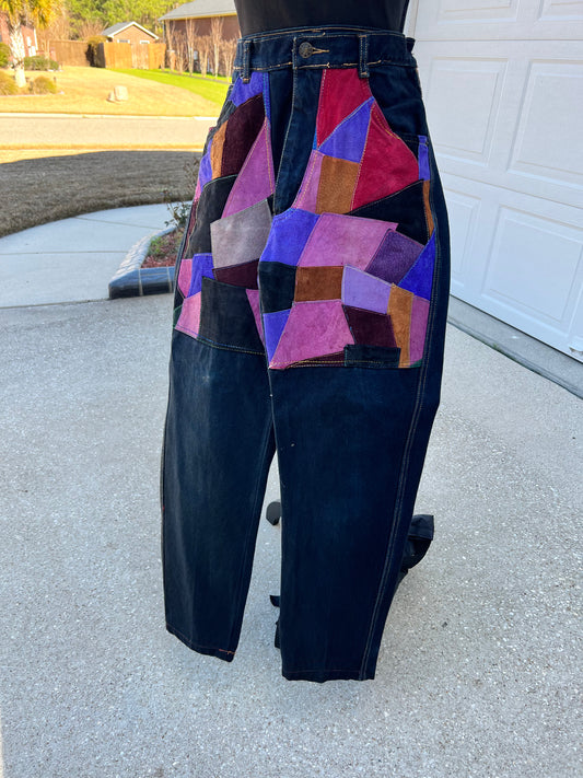 Vintage Suede Patchwork Jeans