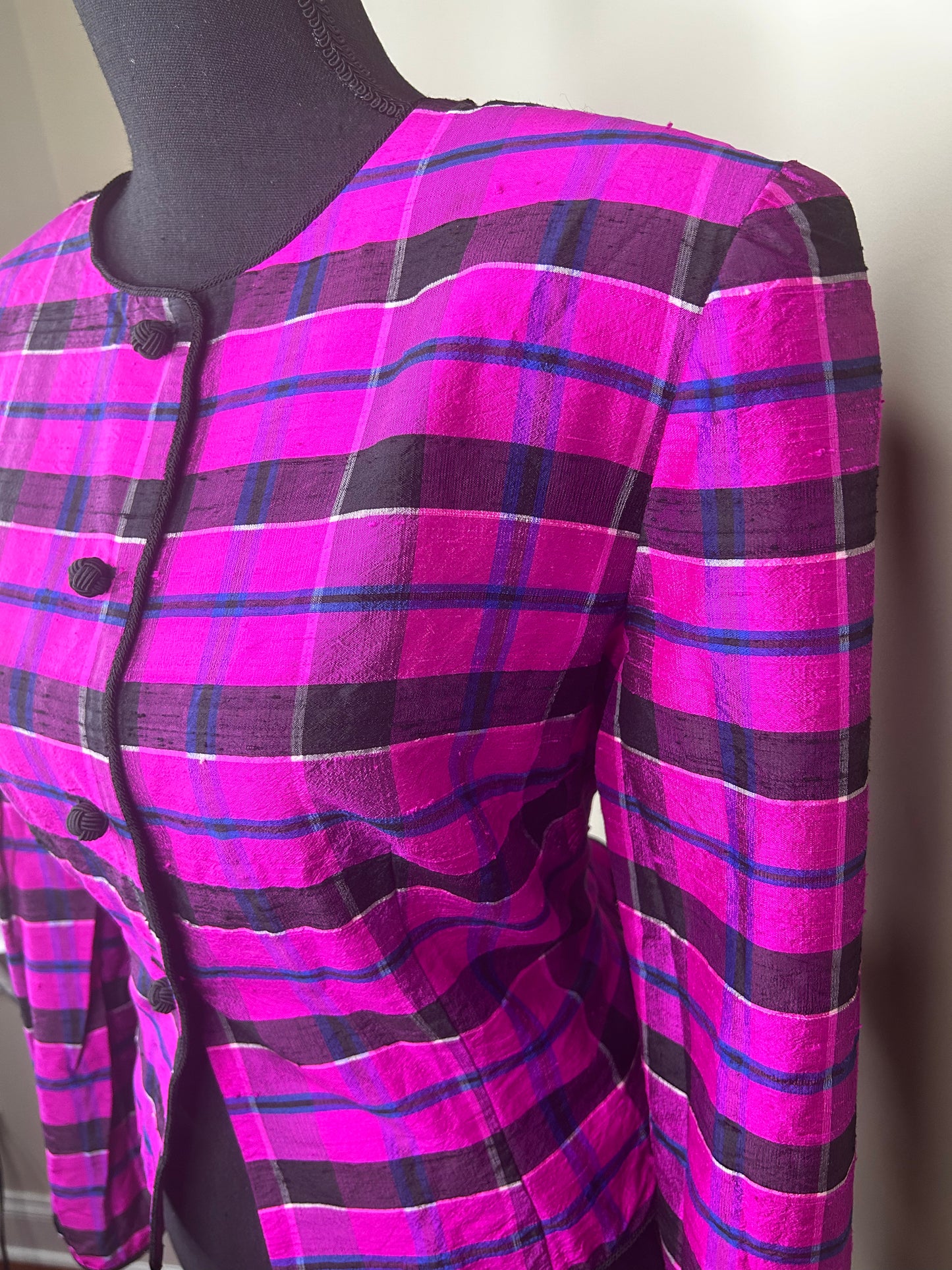 Maggy London Pink Plaid Blazer