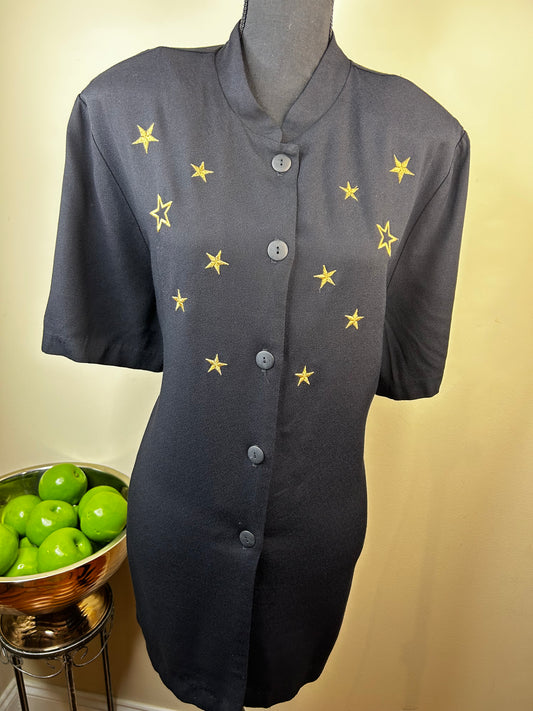 Vtg Bentley Star Embroidered Shirt