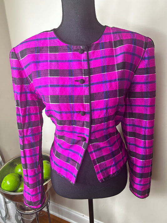 Maggy London Pink Plaid Blazer