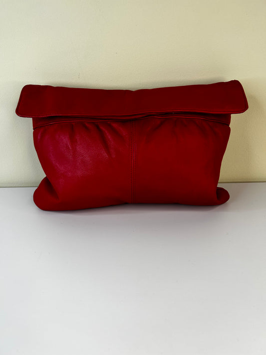Red Genuine Leather Clutch