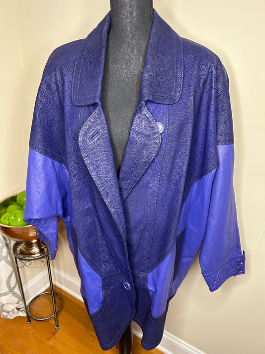 WINLIT Vintage 100% Genuine Leather Dark/Light Purple Coat