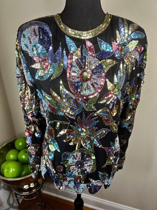 Vintage 80s Judith Ann Sequin Top