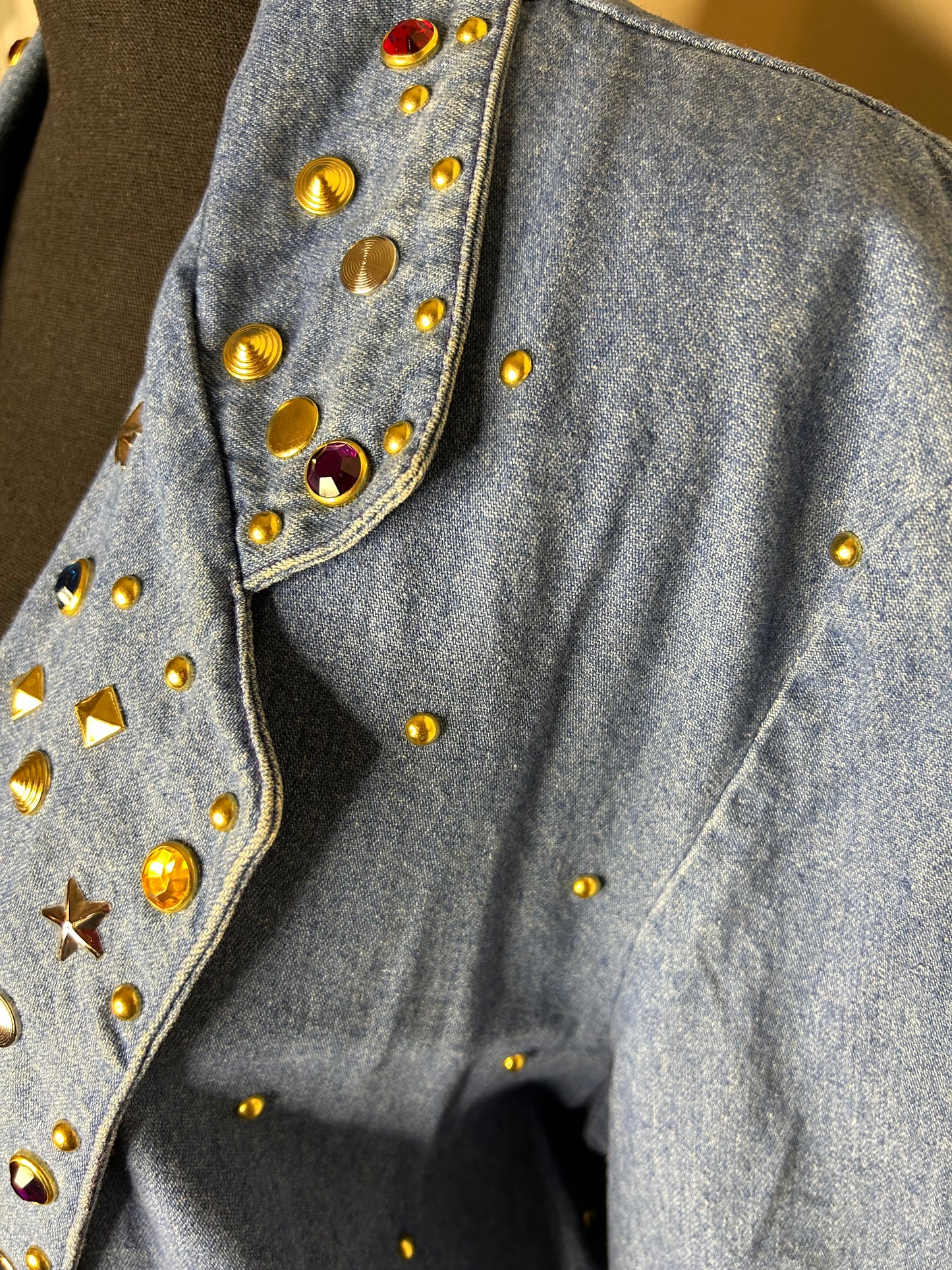 Ideas Studded Jeweled Denim Jacket