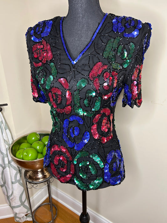 Ste'nay 100% Silk Sequin Top