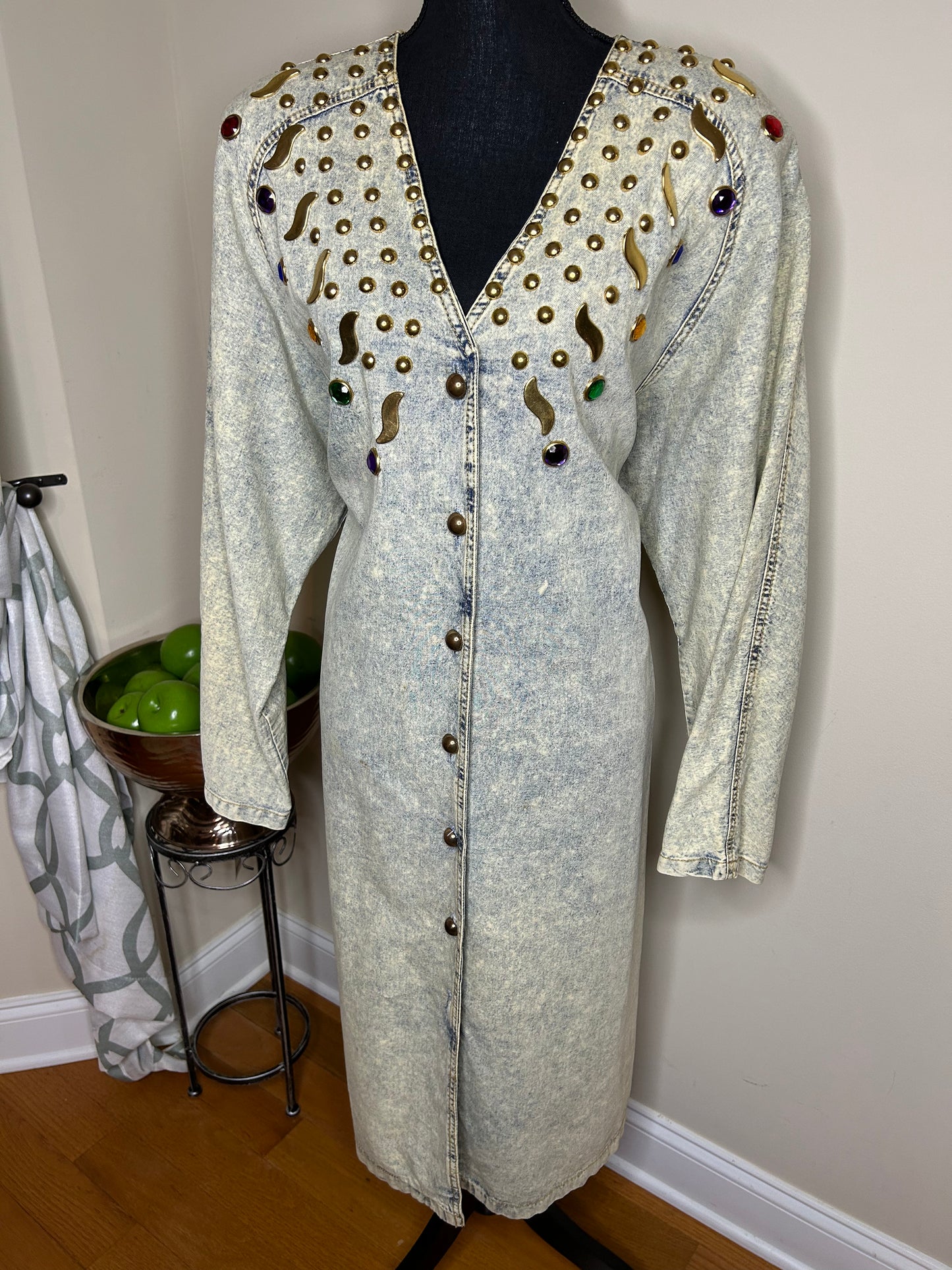 Monique Fashions Jeweled Denim Dress