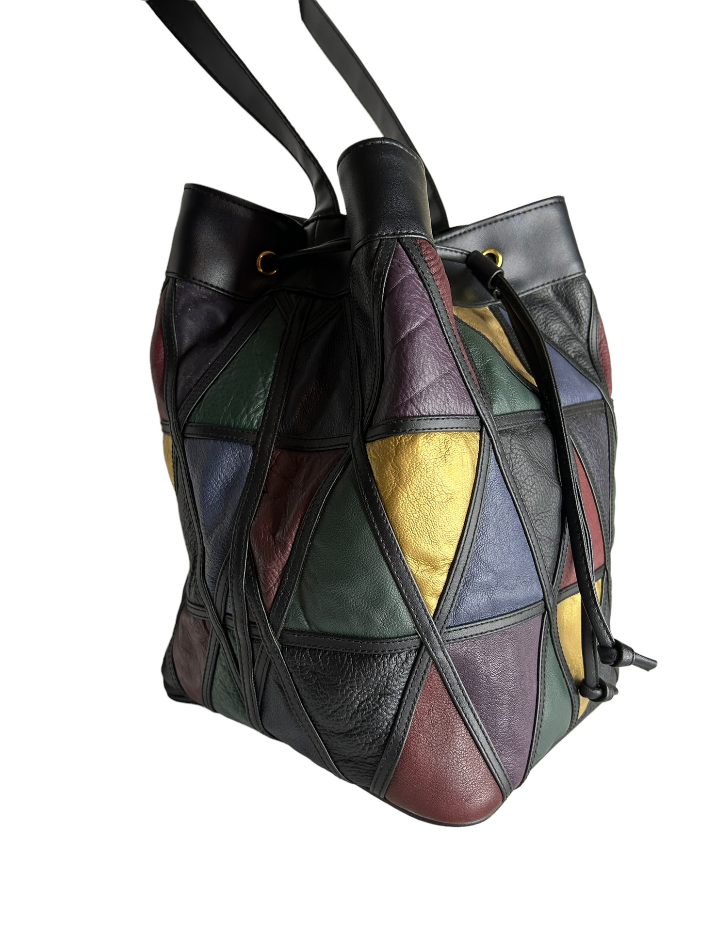 Muted Tones Colorblock Drawstring Bucket Bag
