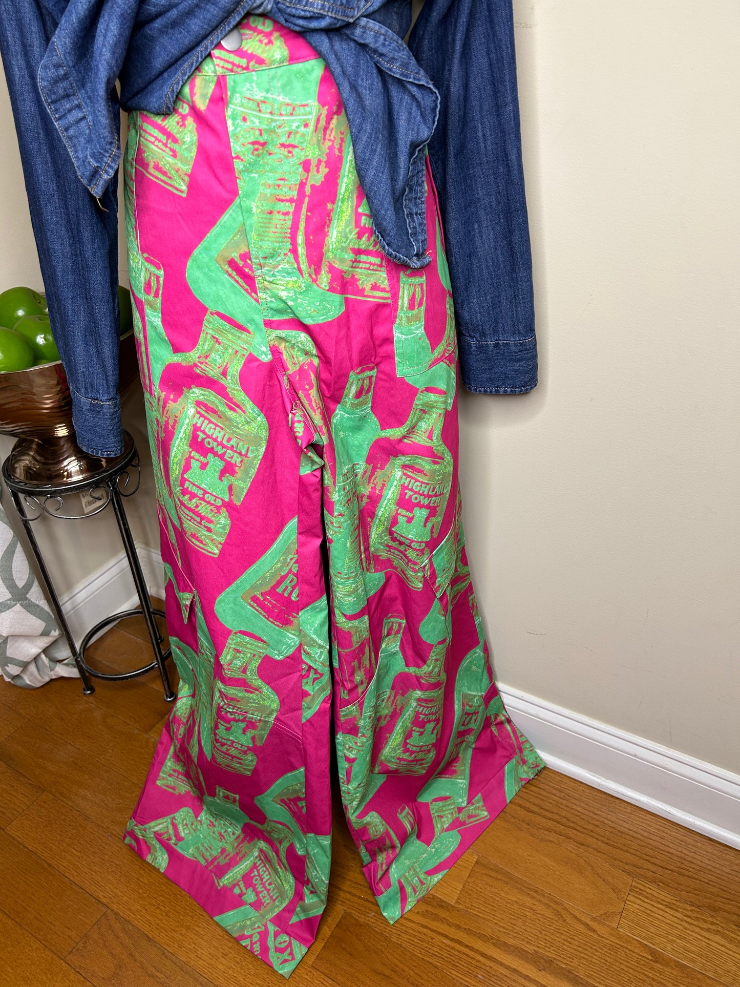 Nasty Gal Wide Leg "Pink and Green" Cargo Pants NWT