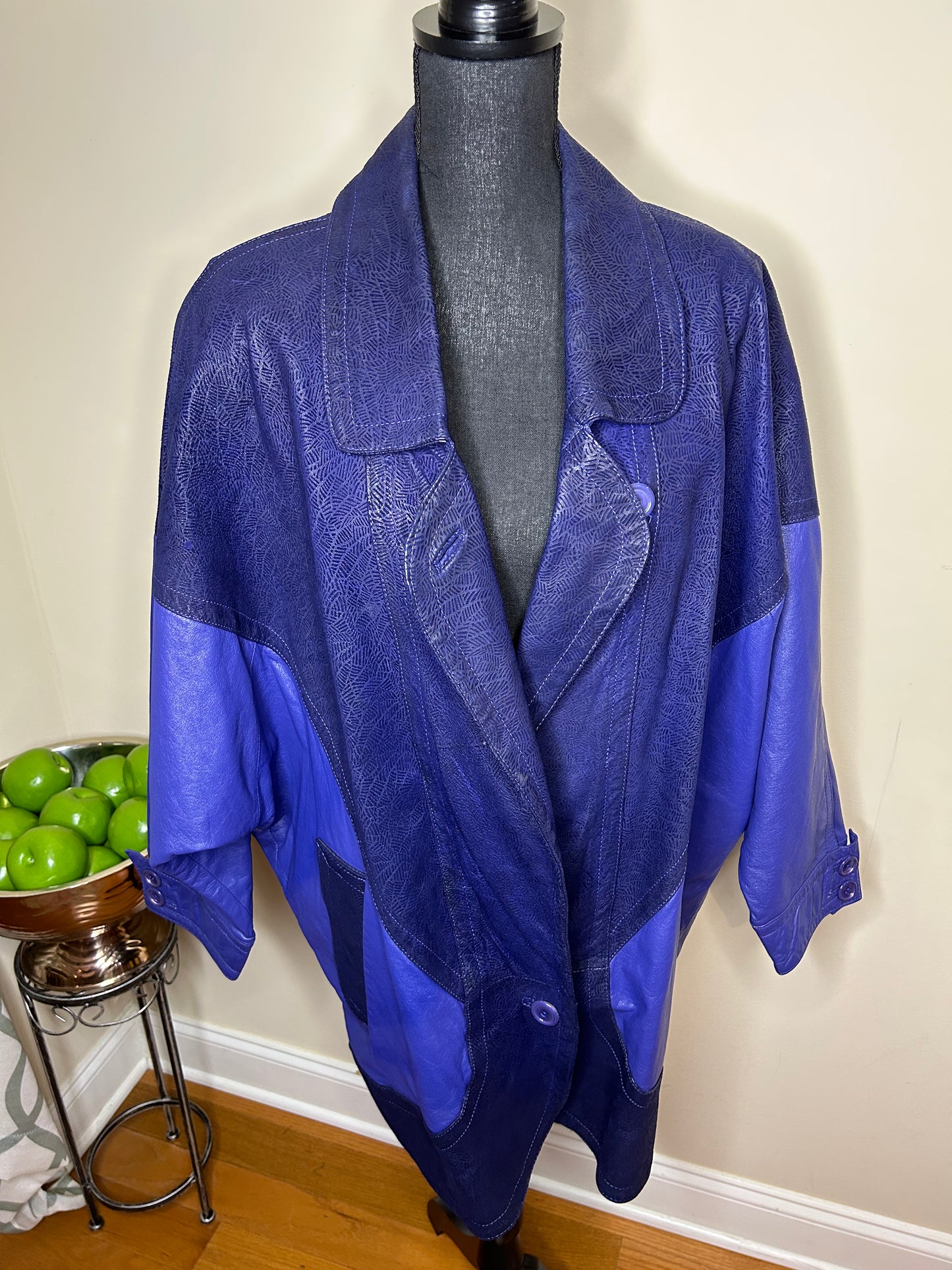 WINLIT Vintage 100% Genuine Leather Dark/Light Purple Coat