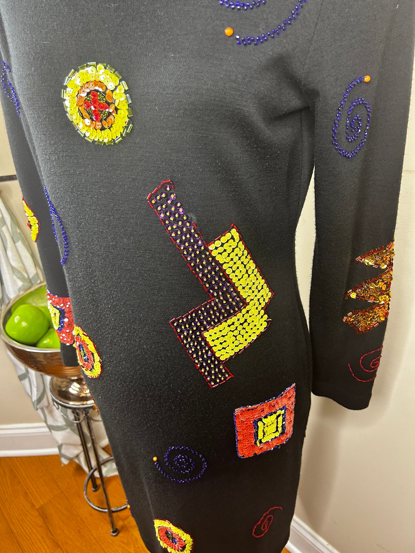Vintage 80's Liz Claiborne Knit Dress with Sequin and Beading