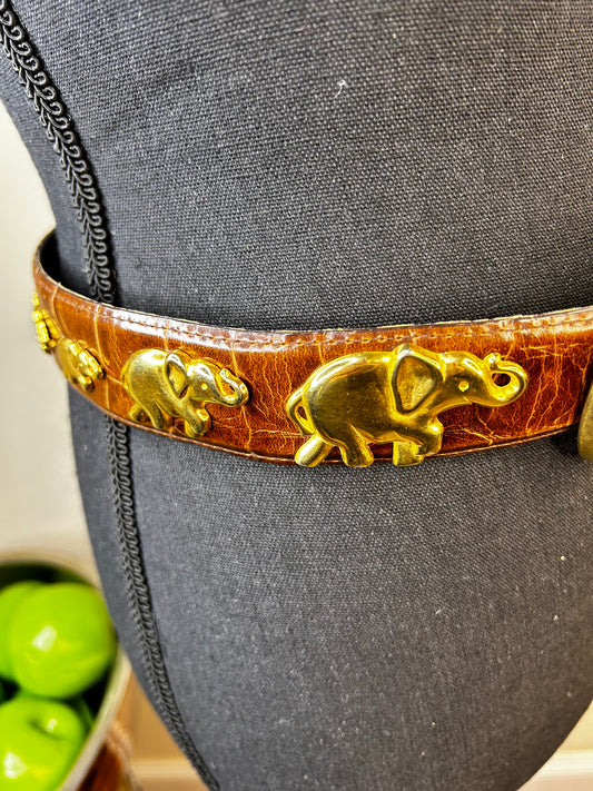 Avignon Elephant Family Genuine Leather Belt