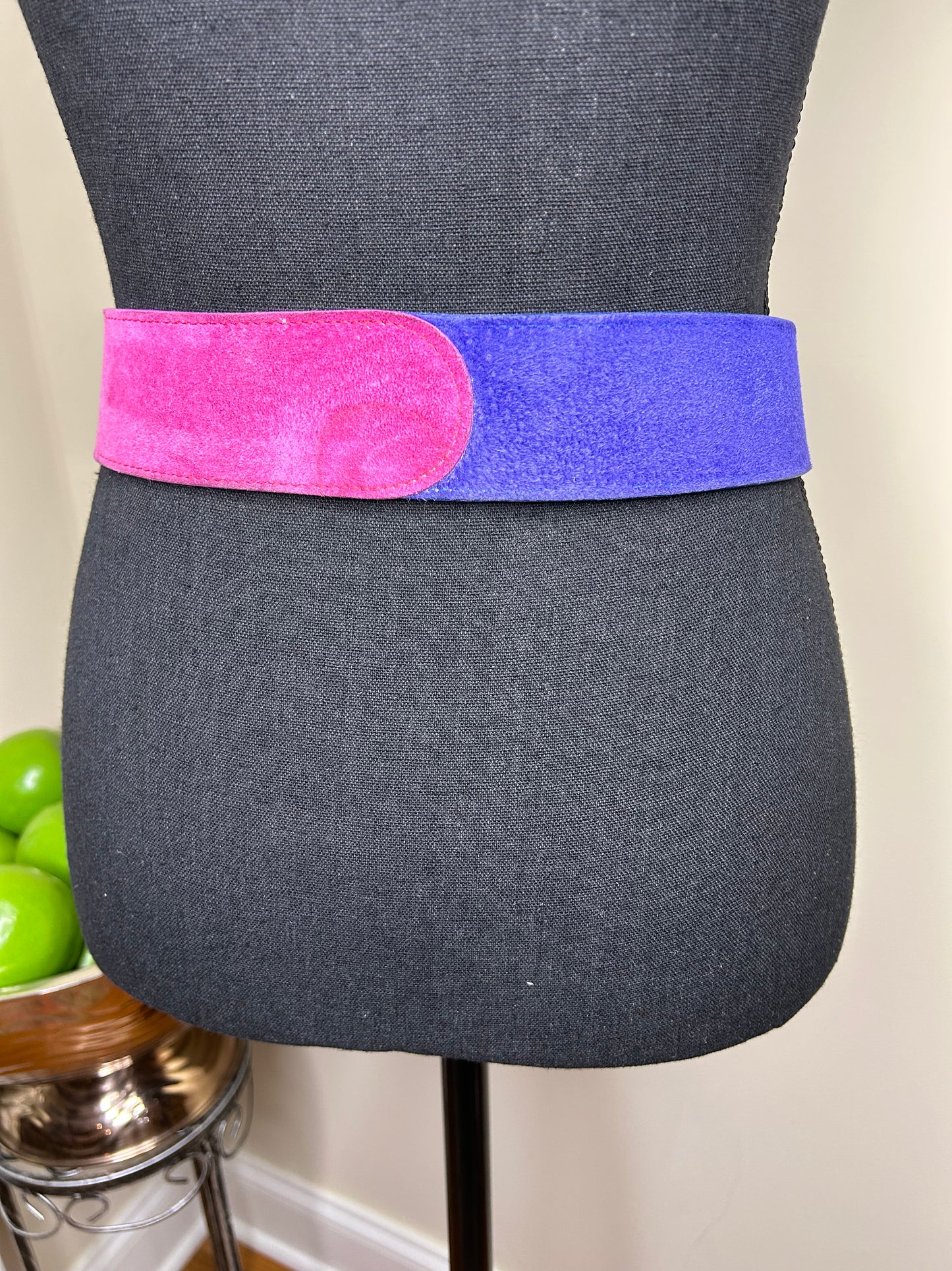 Suede/Genuine Leather Colorblock Belt