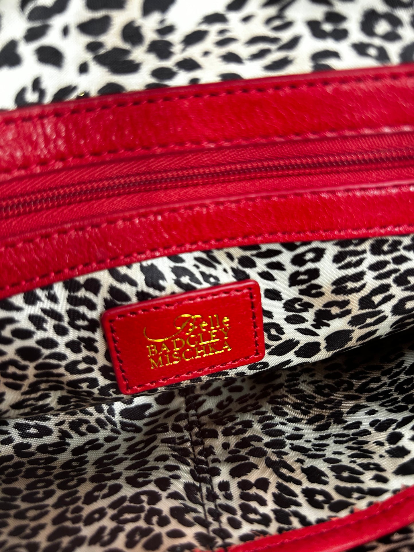 Belle Badgley Mischka Red Purse w/ Gold Studs