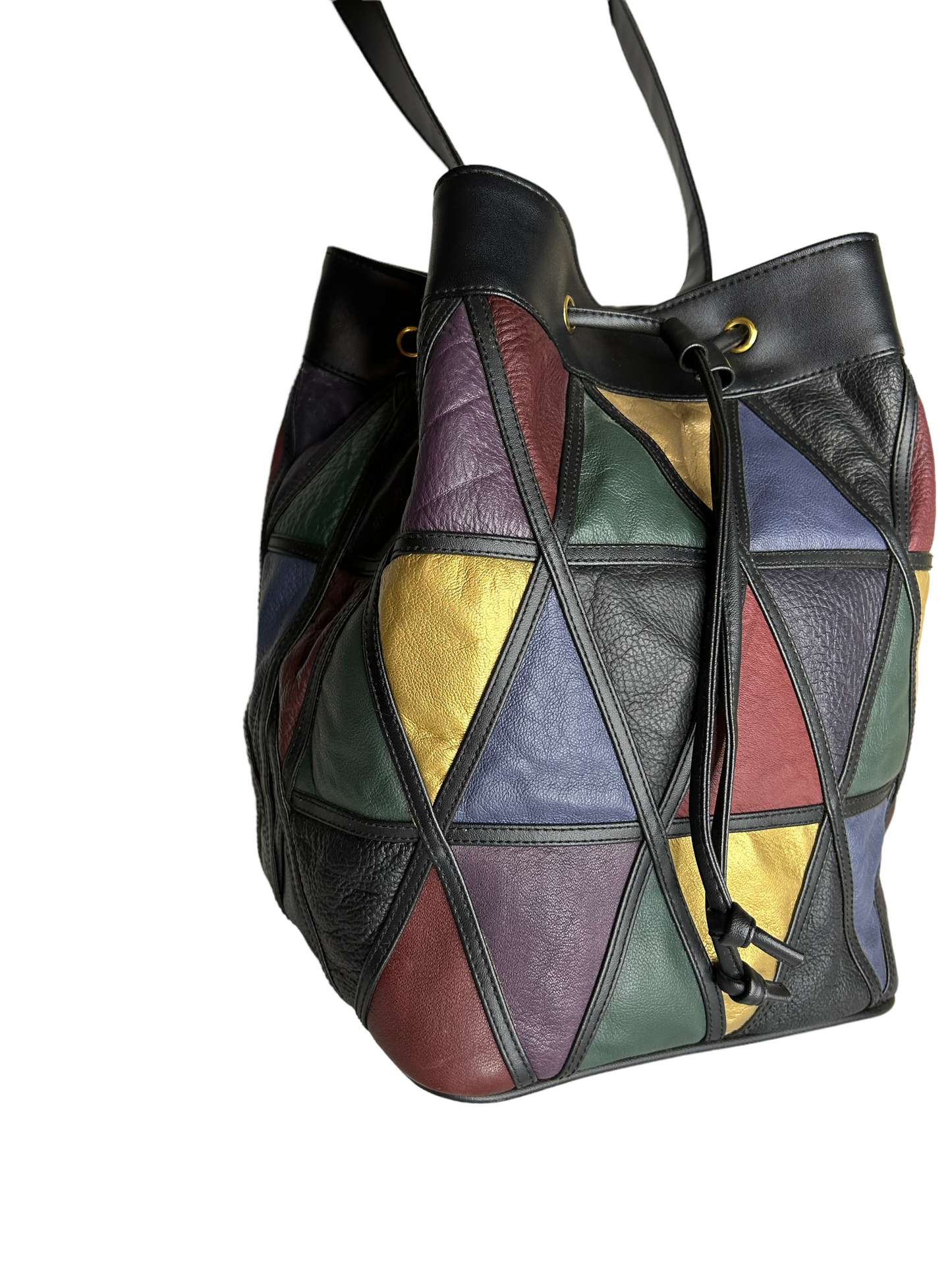 Muted Tones Colorblock Drawstring Bucket Bag