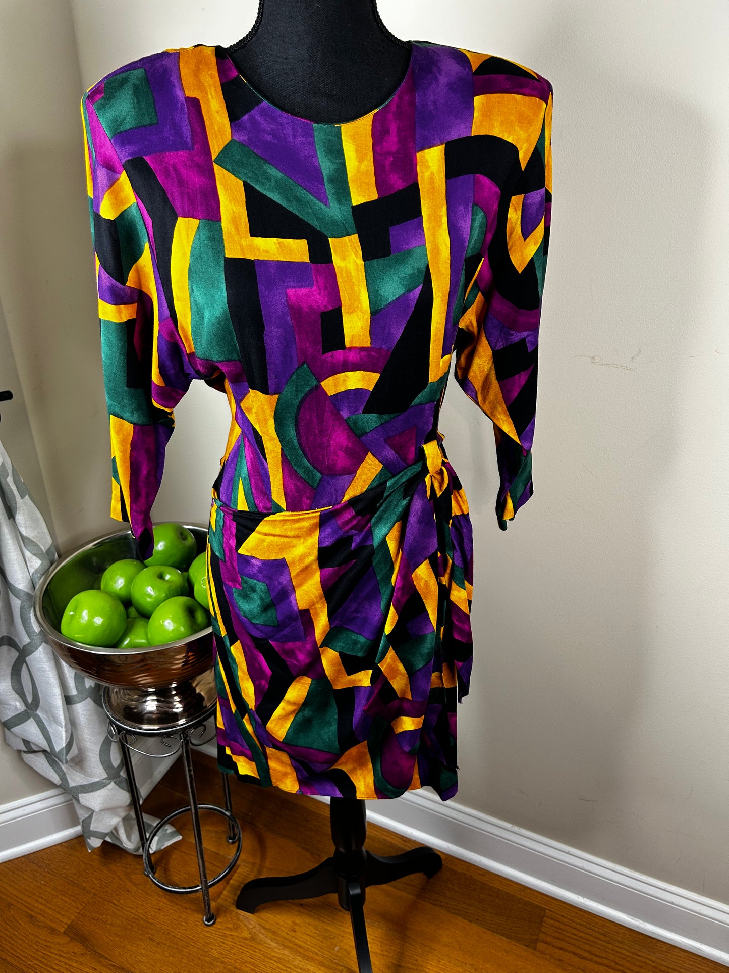 Vintage Betsy's Things  Abstract Print Wrap Dress